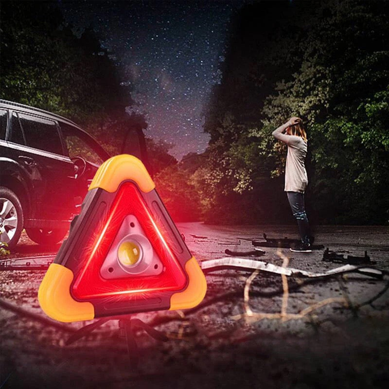 2-i-1 LED advarselstrekant på solenergi