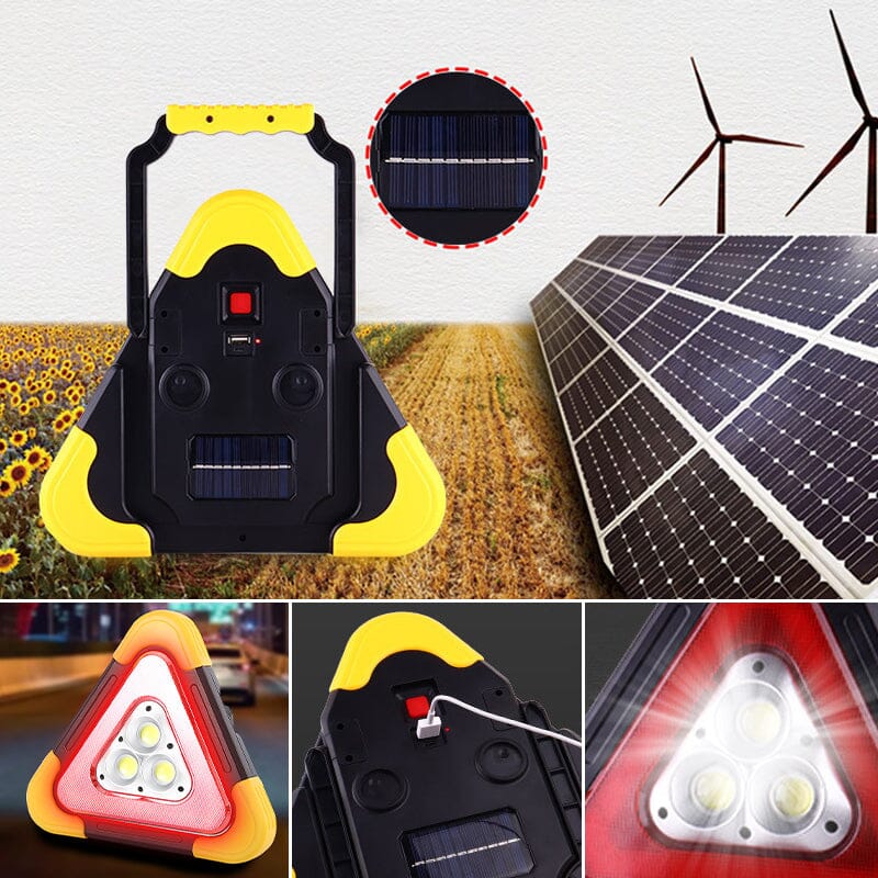 2-i-1 LED advarselstrekant på solenergi