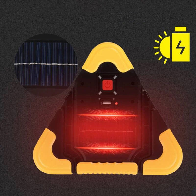 2-i-1 LED advarselstrekant på solenergi