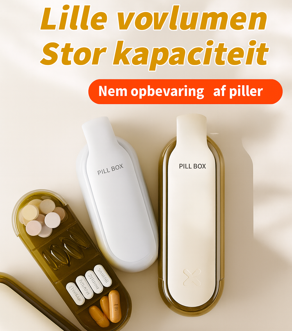2-i-1 bærbar pilleknuser og opdelt pilleæske