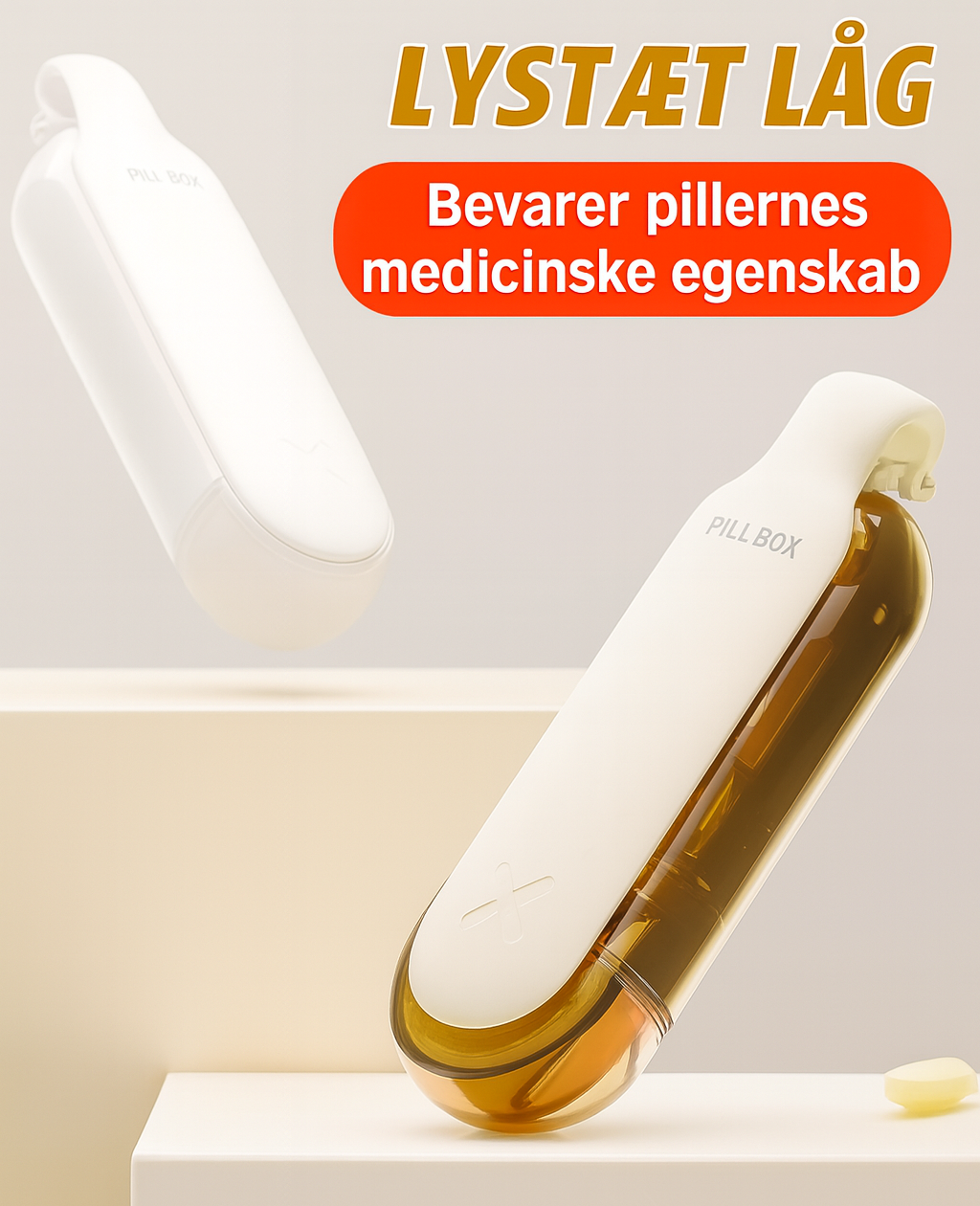 2-i-1 bærbar pilleknuser og opdelt pilleæske