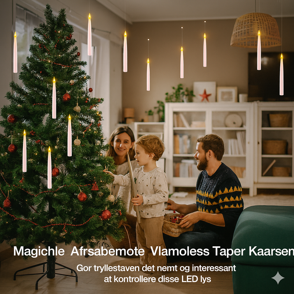 12 Flydende LED Lys med Tryllestav Fjernbetjening – Flammeløse Hængende Lys til Jul & Halloween Dekoration