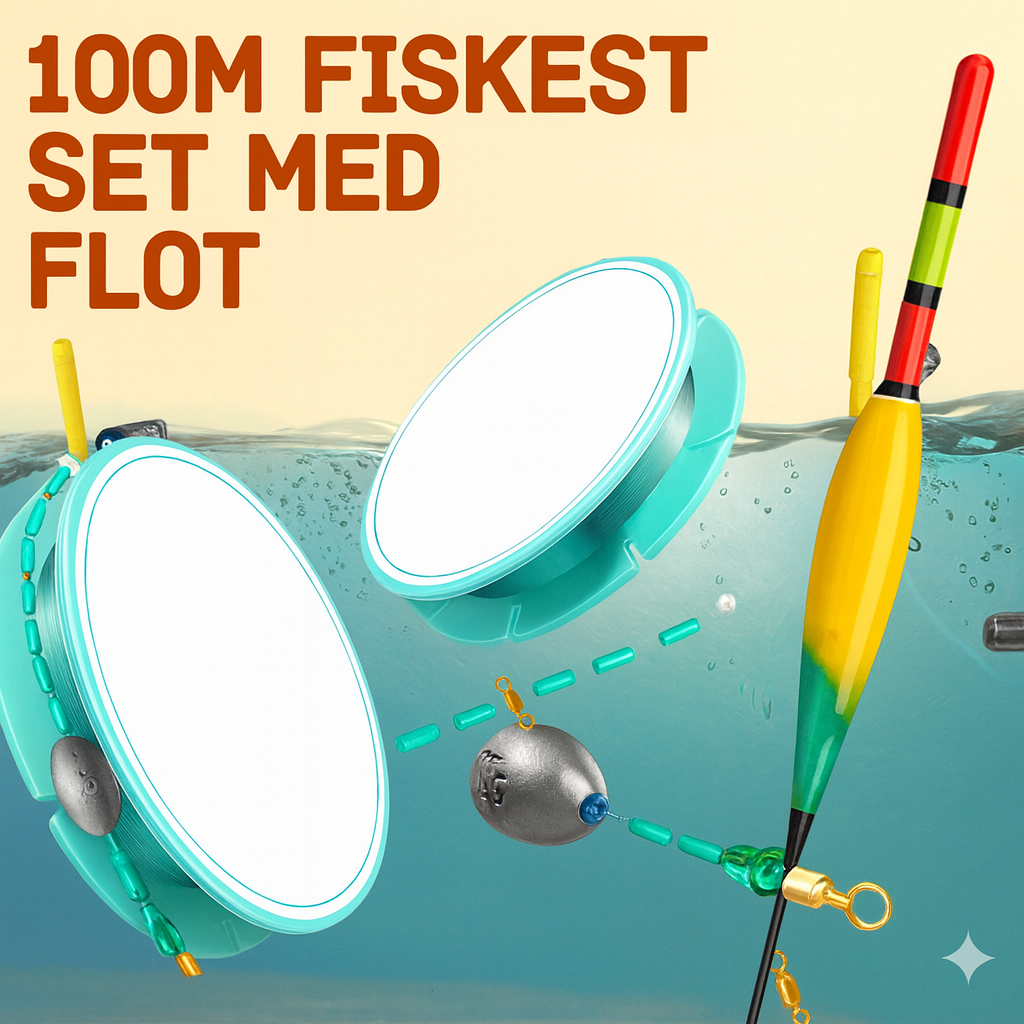 Færdiglavet Fiskeline (100 m) med Flåd