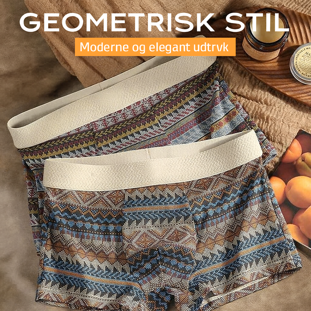 Åndbare herreboxershorts med geometrisk mønster – 1 sæt (3 stk.)