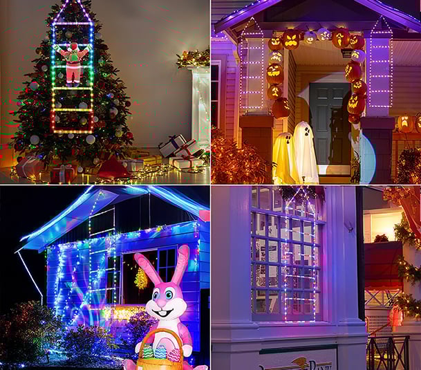 Klimmende Kerstman met LED Verlichting