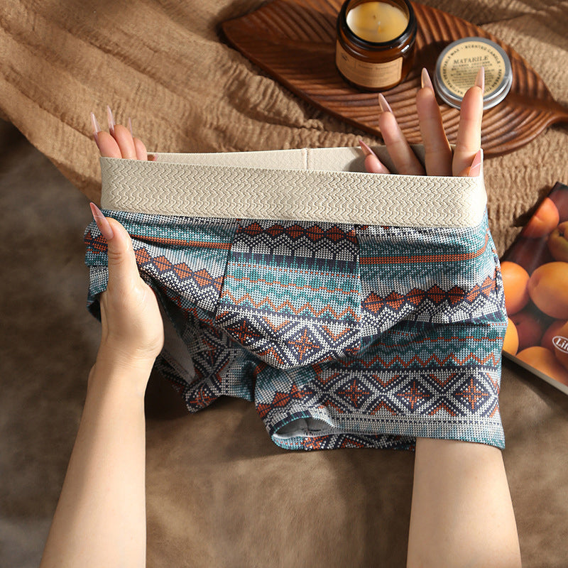 Åndbare herreboxershorts med geometrisk mønster – 1 sæt (3 stk.)