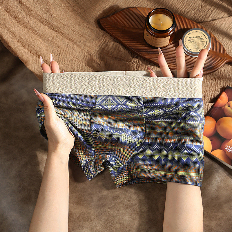 Åndbare herreboxershorts med geometrisk mønster – 1 sæt (3 stk.)