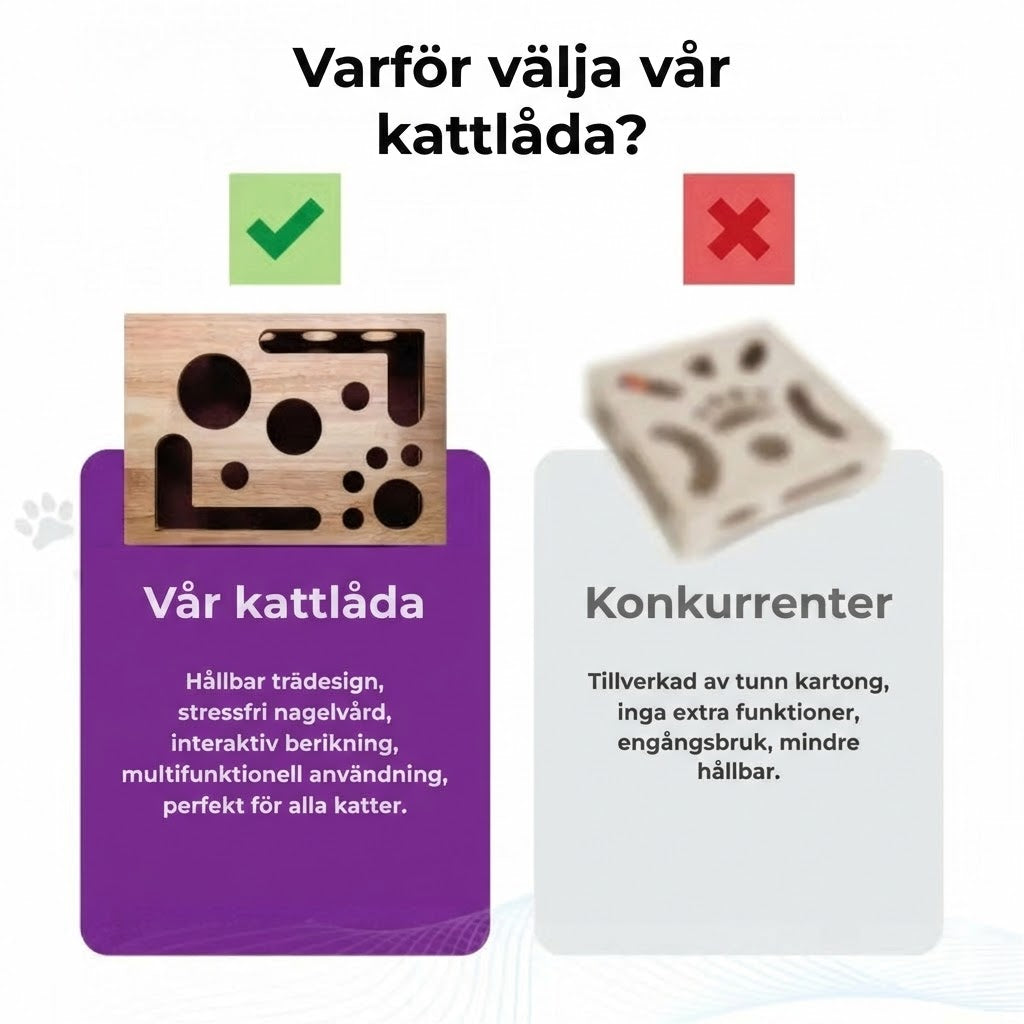 Klösträ för kattnagelfil - Stressfri nagelfilning medan du leker (pussellåda).