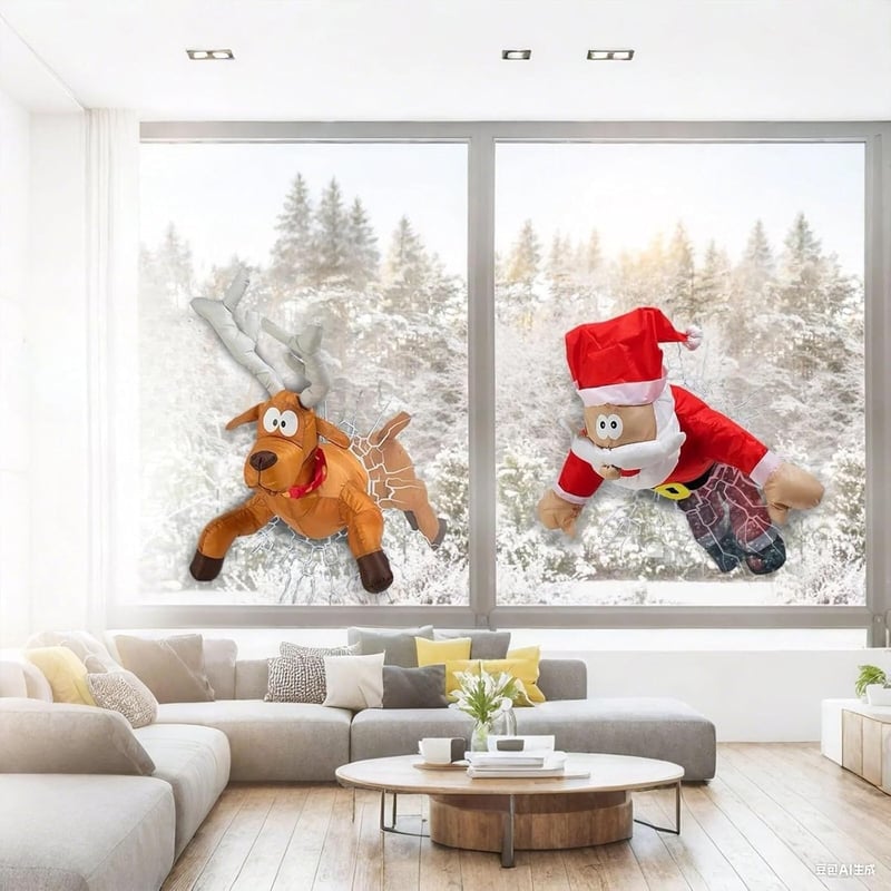 Grappige 'Oeps!' Kerstman & Rendier Decoratie