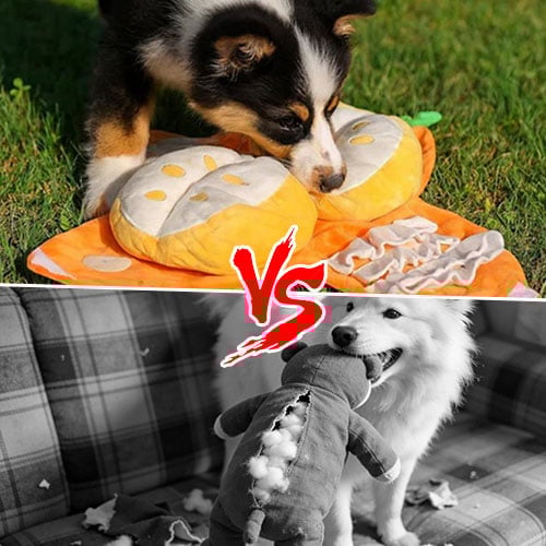 Interaktiv sniff leksak för hund – pedagogisk frukt plysch med dolda fack