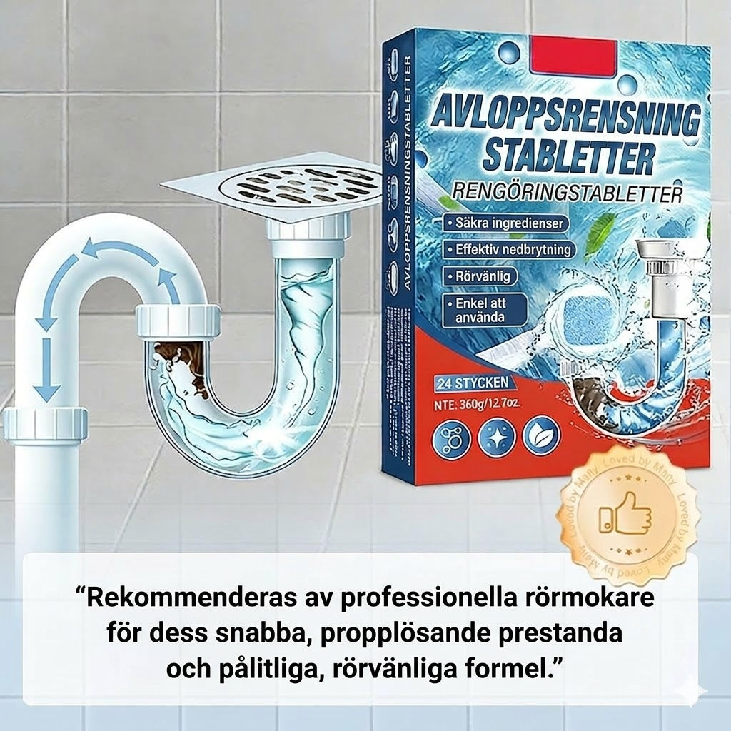 🚽 Tabletter för snabb avloppsrensning – lämpliga för kök, badrum och avlopp.
