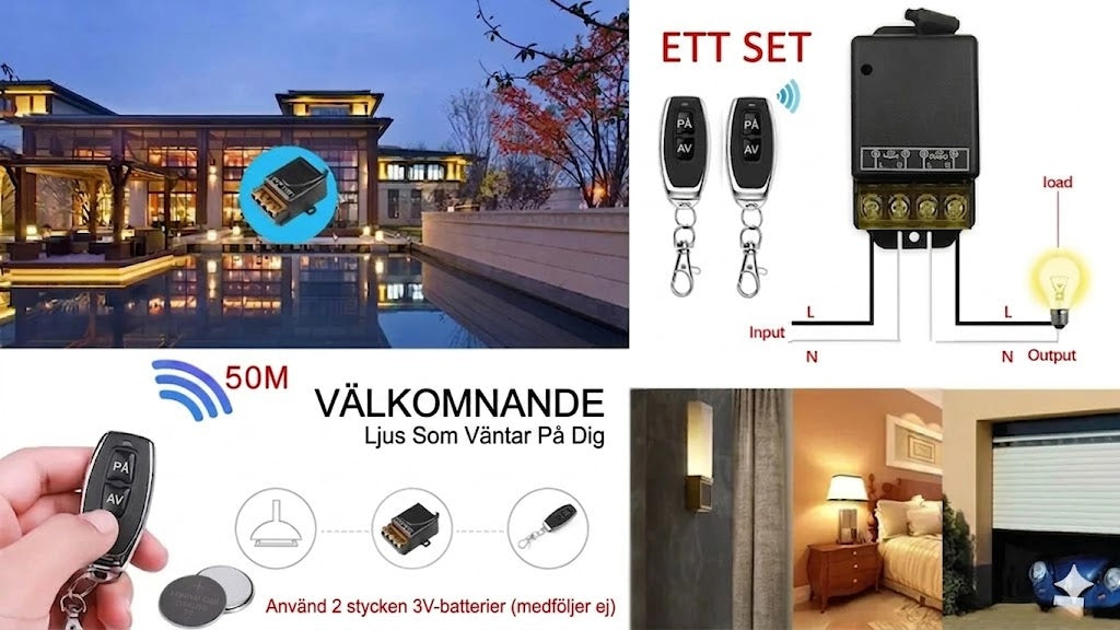 💥Trådlöst set med fjärrkontroll och mottagare – Universell – Plug & Play – Inga kablar⚡