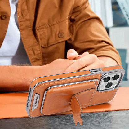 Magnetiskt läderskal för iPhone med korthållare