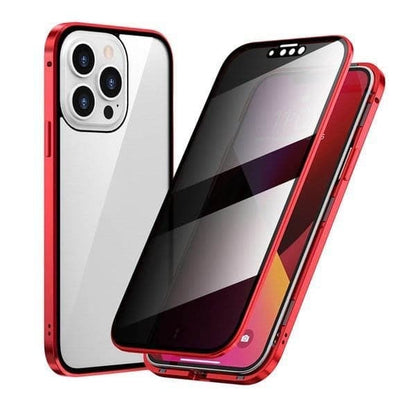 Magnetiskt integritetsskal för iPhone – 360° heltäckande skydd – Härdat integritetsglas – Dubbelsidigt stötskydd