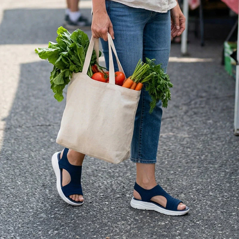 Bekväma och andningsbara platta sandaler