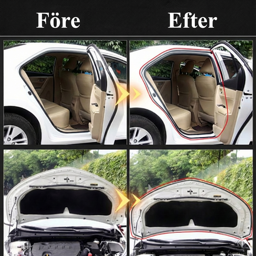 Universell bildörrstätning (5 m) – självhäftande vind- och bullerlist (B-typ)