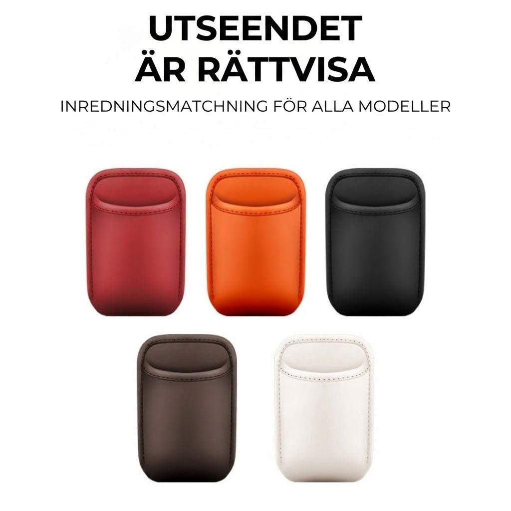 2-i-1 mugghållare i äkta läder för bilen