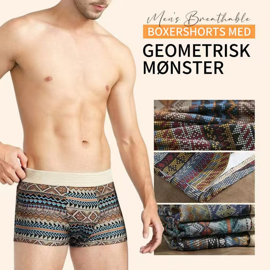 Åndbare herre­boxershorts med geometrisk mønster – 1 sæt (3 stk.)