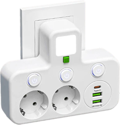 Flerportars EU-uttagsadapter