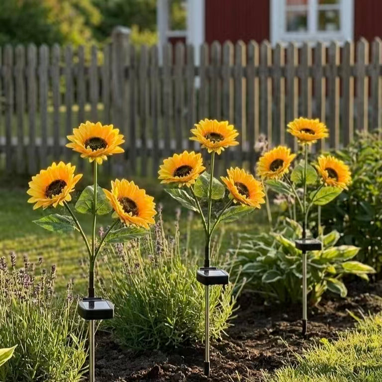 🌻 Solcellsdriven solros-trädgårdslampa – Ser ut som en riktig solros