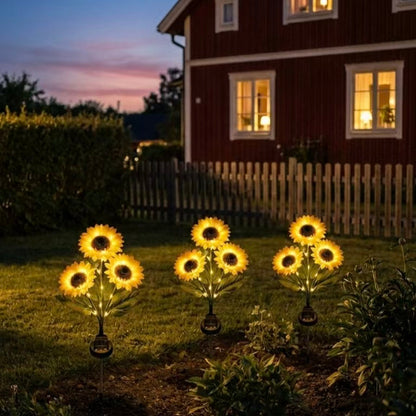 🌻 Solcellsdriven solros-trädgårdslampa – Ser ut som en riktig solros