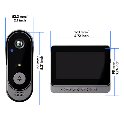 Videodörrklocka med inomhus skärm (monitor) – trådlös porttelefon med kamera