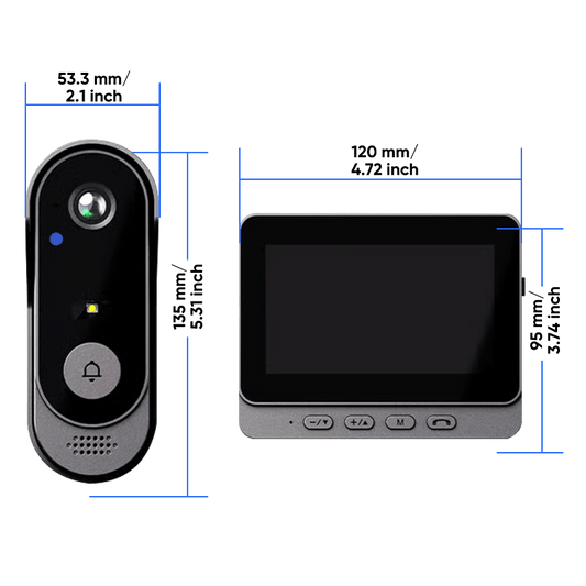 Videodörrklocka med inomhus skärm (monitor) – trådlös porttelefon med kamera