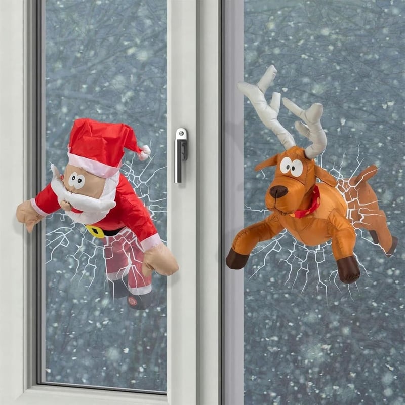 Grappige 'Oeps!' Kerstman & Rendier Decoratie