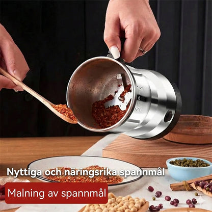 Elektrisk kaffe- och kryddkvarn – kvarn i rostfritt stål för kaffe, nötter och frön (kompakt design)