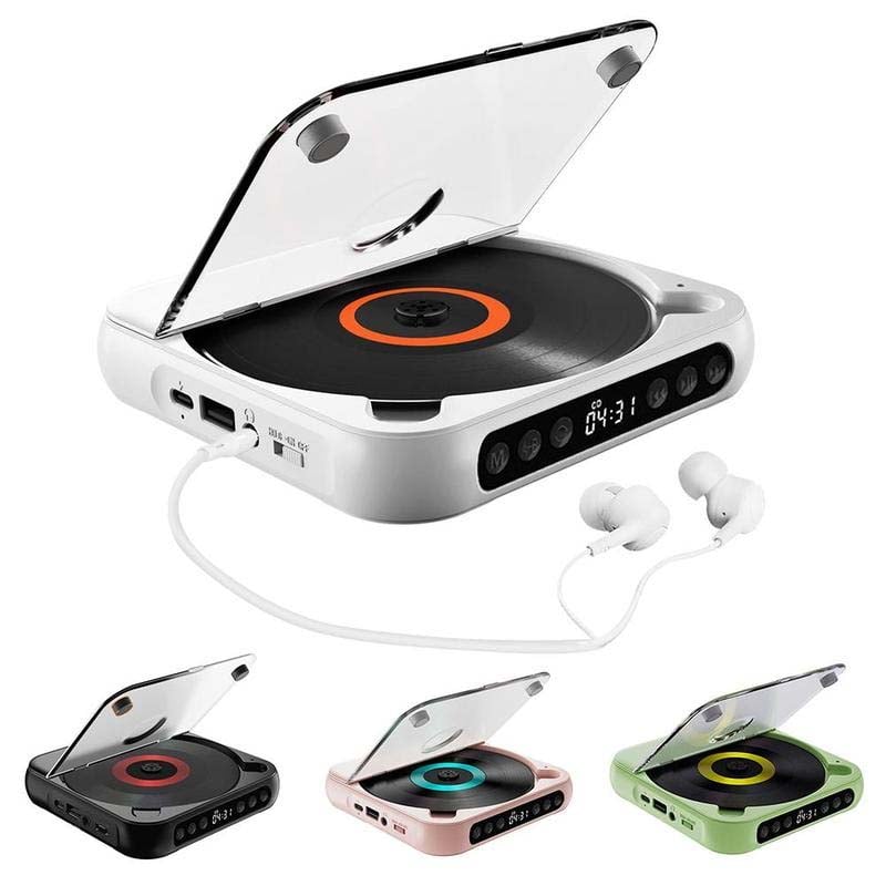 Bärbar CD-spelare med Bluetooth – uppladdningsbar Discman för bilen och på språng (Anti-Shock)