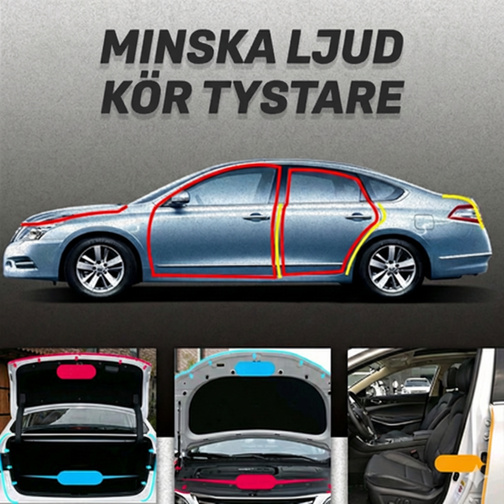 Universell bildörrstätning (5 m) – självhäftande vind- och bullerlist (B-typ)