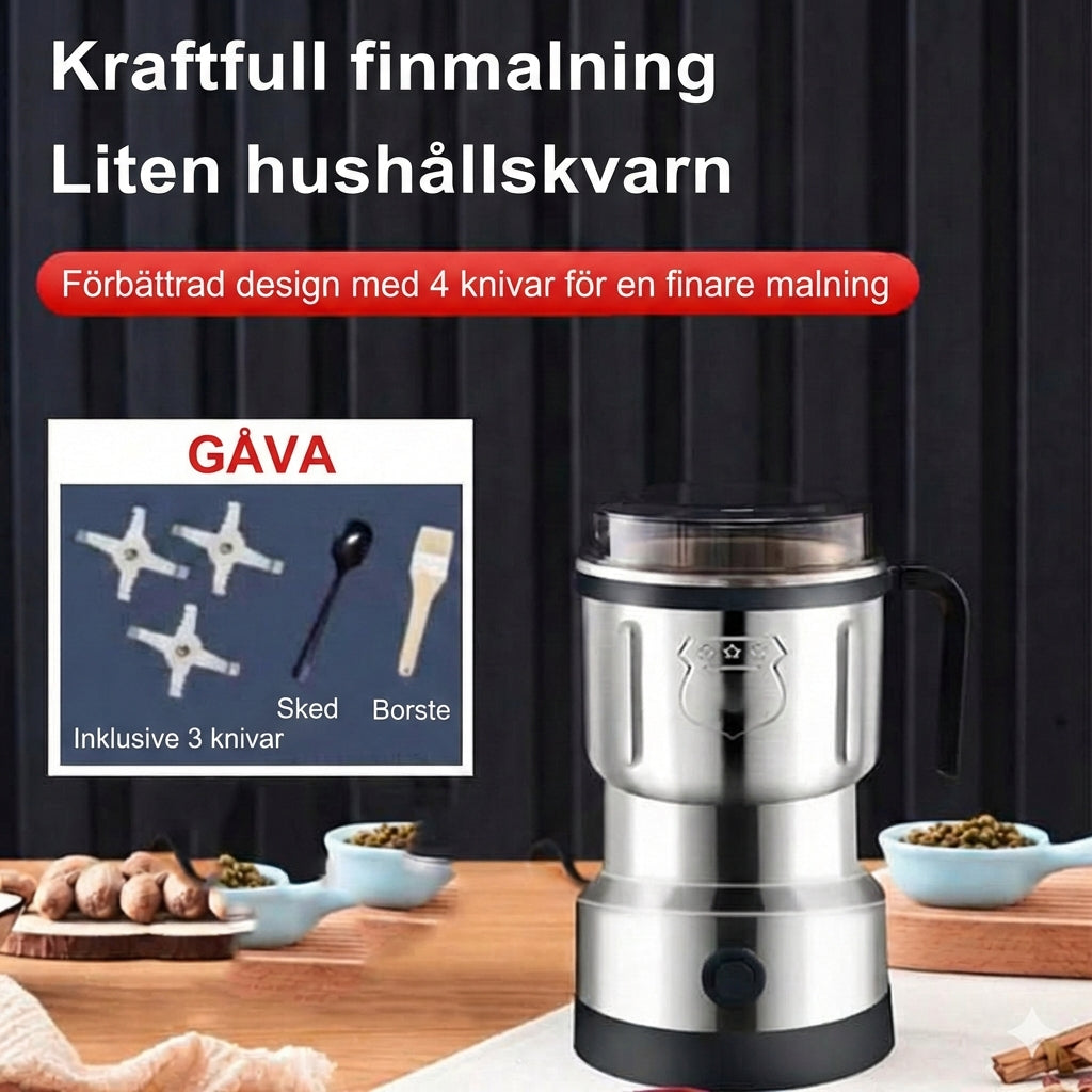 Elektrisk kaffe- och kryddkvarn – kvarn i rostfritt stål för kaffe, nötter och frön (kompakt design)
