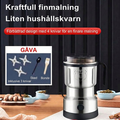 Elektrisk kaffe- och kryddkvarn – kvarn i rostfritt stål för kaffe, nötter och frön (kompakt design)
