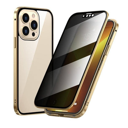 Magnetiskt integritetsskal för iPhone – 360° heltäckande skydd – Härdat integritetsglas – Dubbelsidigt stötskydd