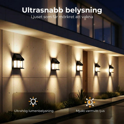 Solvägglampa med rörelsesensor – utomhus solbelysning – trådlös och vattentät (IP65)