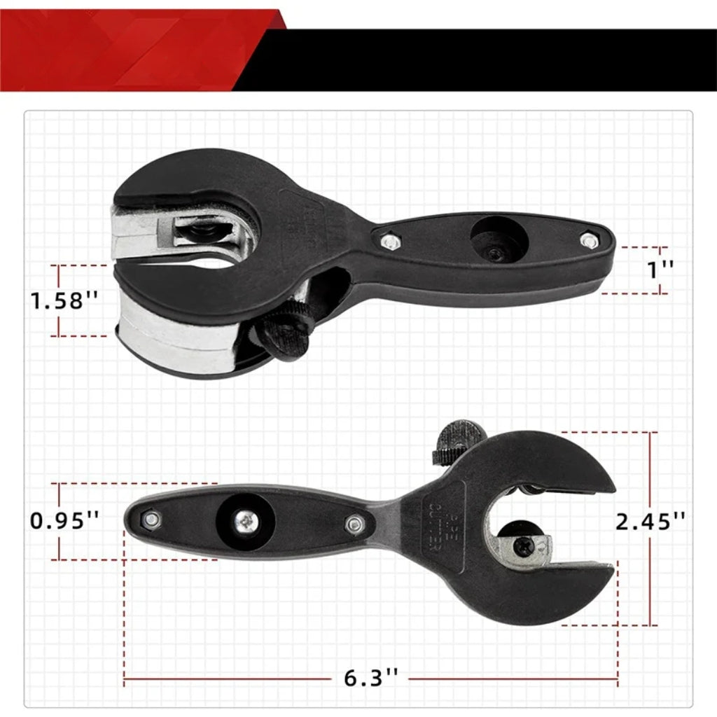 3-delad röravskärare med spärrmekanism