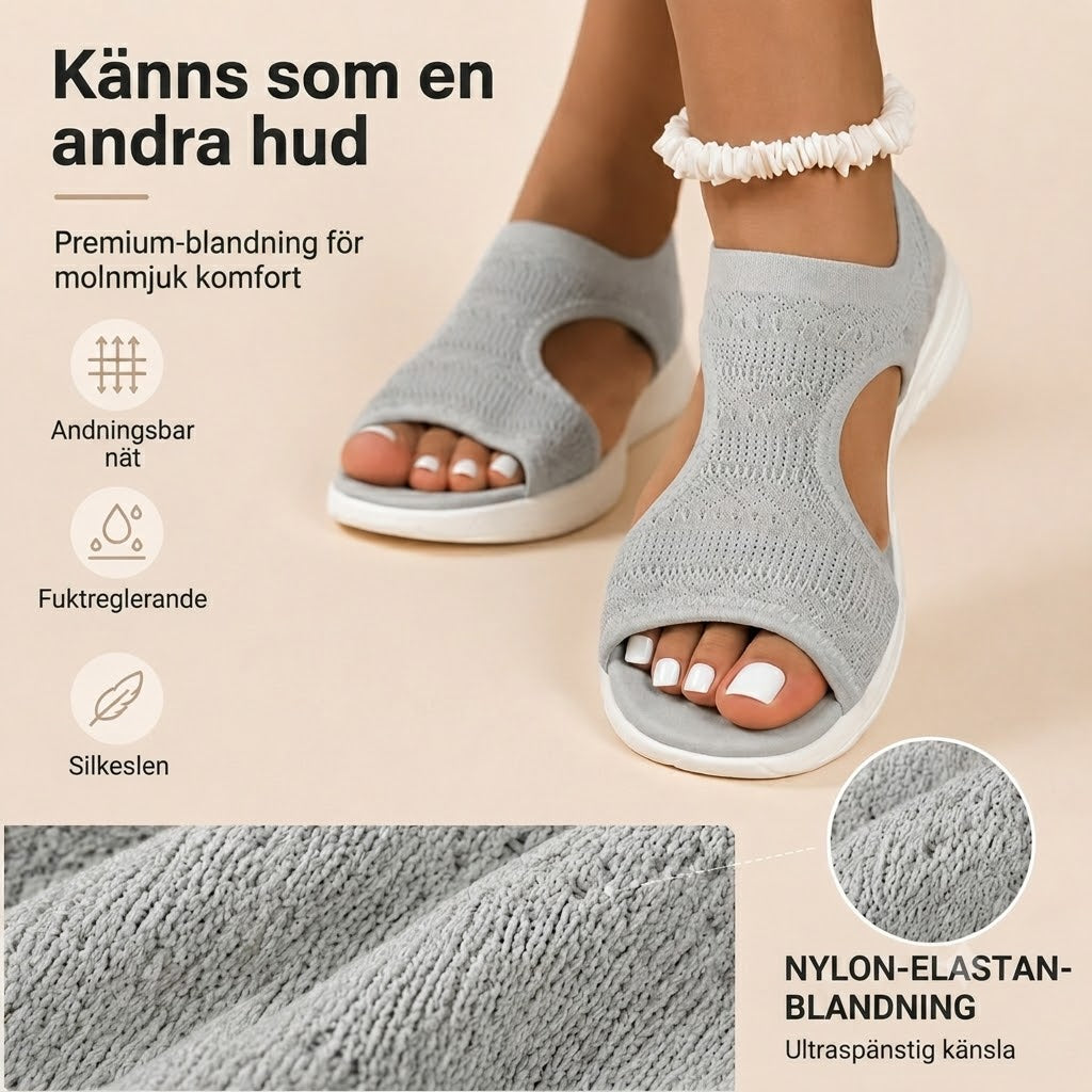 Bekväma och andningsbara platta sandaler