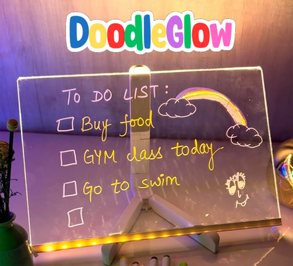 DoodleGlow™ magisk LED-ritplatta – lysande ritplatta för barn (med pennor och mallar)