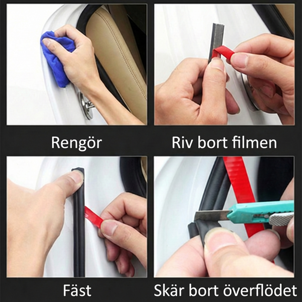 Universell bildörrstätning (5 m) – självhäftande vind- och bullerlist (B-typ)