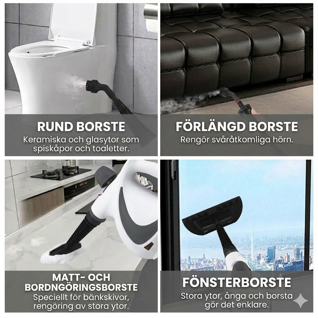 Ångtvätt – kraftfull handhållen ångrengörare för djuprengöring.