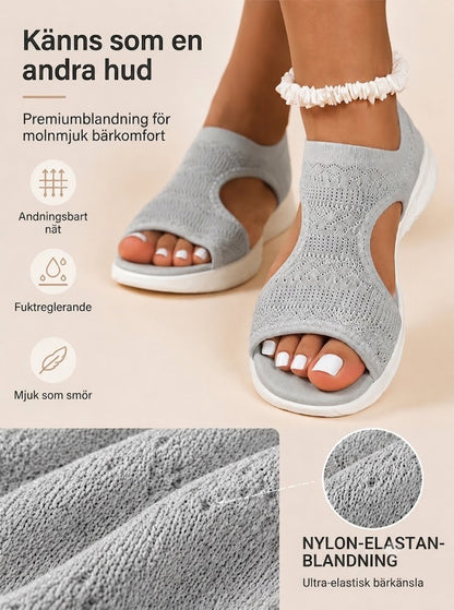 Bekväma och andningsbara platta sandaler