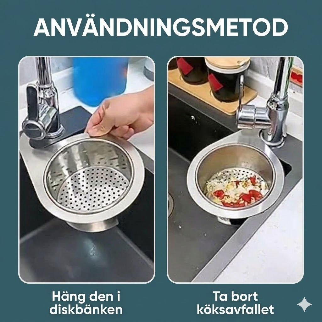 Svanformad diskbänksfilter i rostfritt stål (2-pack)