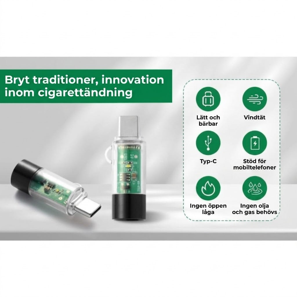 Mini-plasmatändare – uppladdningsbar via USB-C