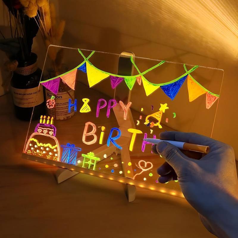 DoodleGlow™ magisk LED-ritplatta – lysande ritplatta för barn (med pennor och mallar)