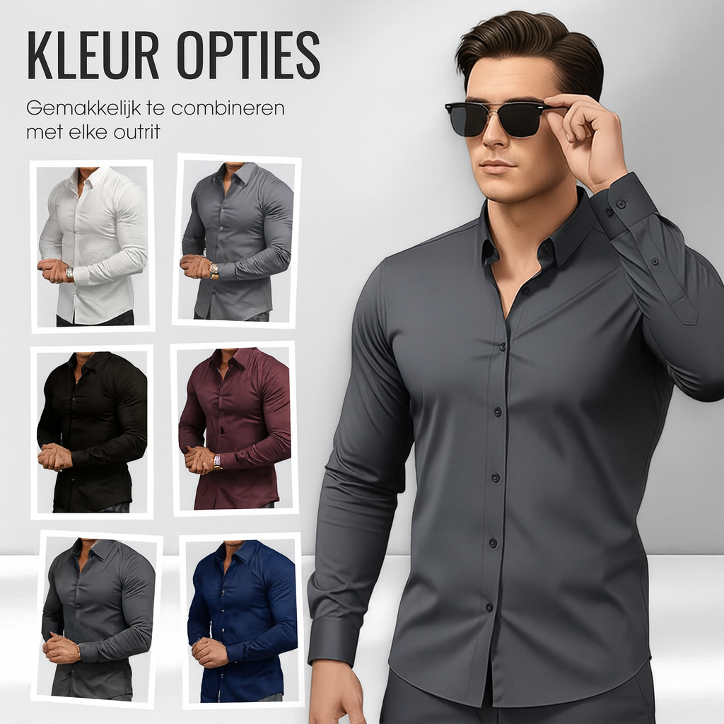 Effen Herenoverhemd met Lange Mouwen