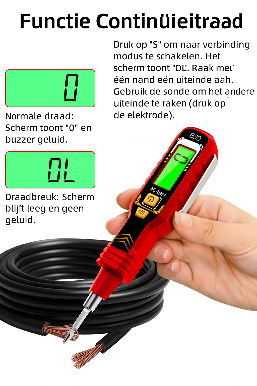 Digitale Contactloze Spanningstester (LCD-display)