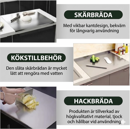 Skärbräda i rostfritt stål för köksbänken