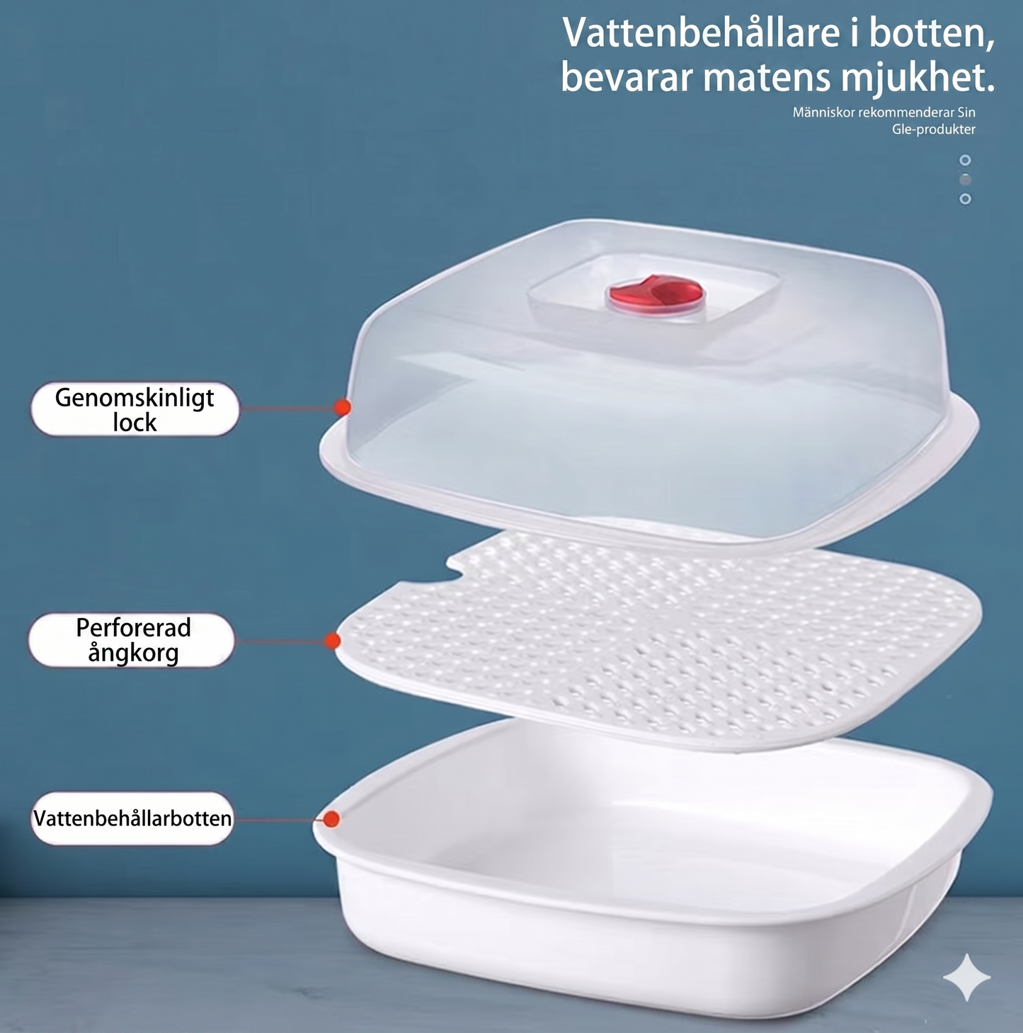 Multifunktionell mikrovågsångare - med varmhållningsfunktion - hälsosam matlagning och ångkokning