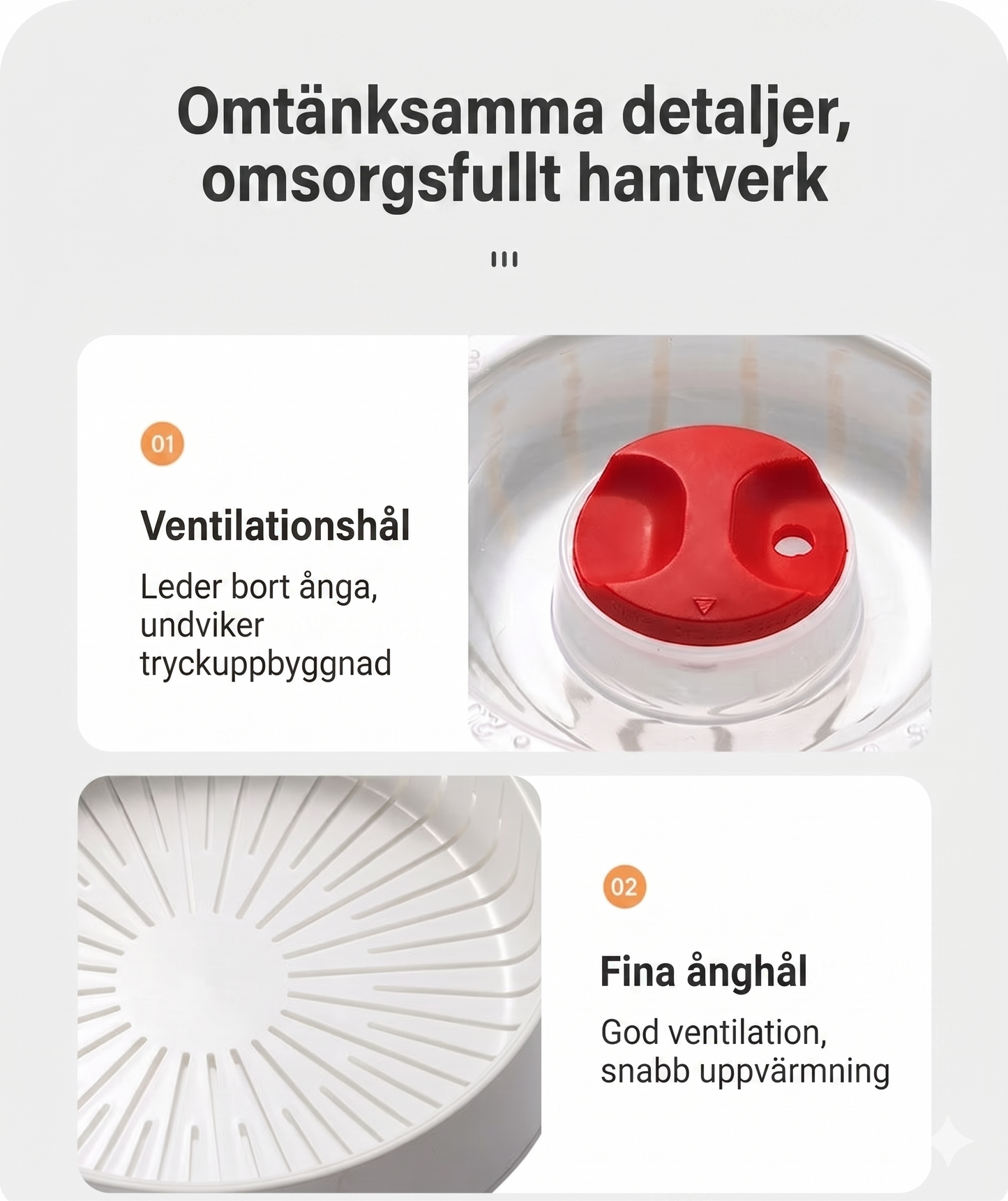 Multifunktionell mikrovågsångare - med varmhållningsfunktion - hälsosam matlagning och ångkokning