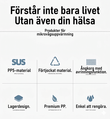Multifunktionell mikrovågsångare - med varmhållningsfunktion - hälsosam matlagning och ångkokning